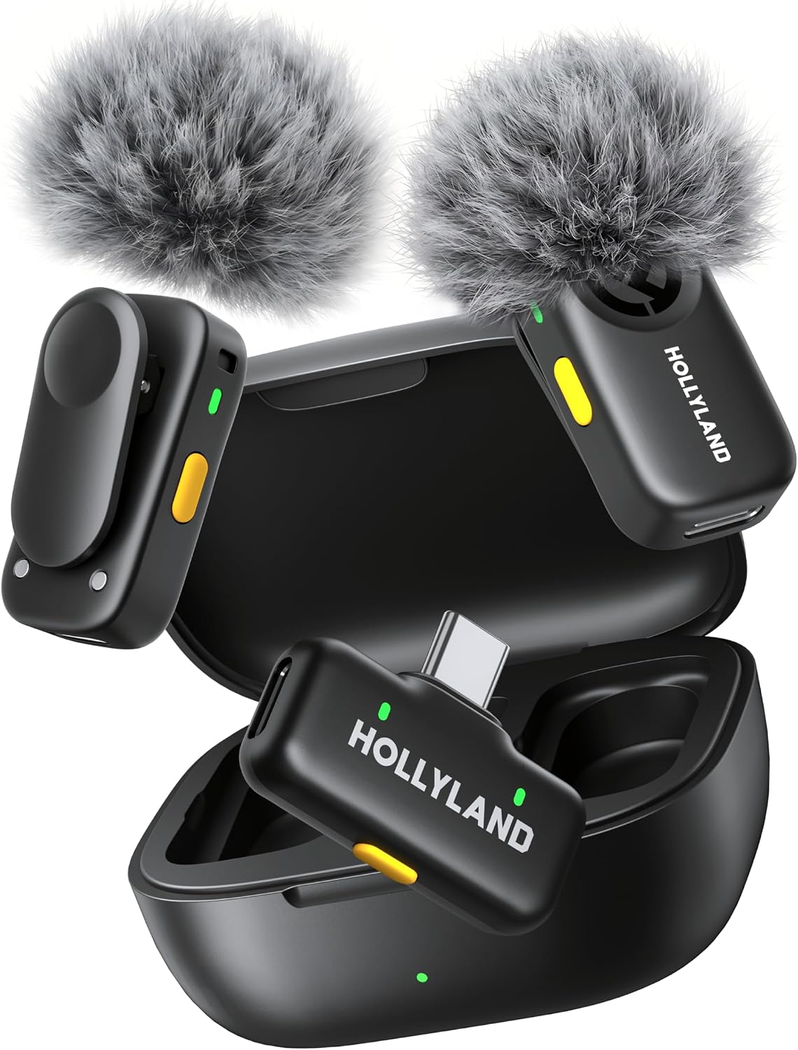 Hollyland LARK A2(2TX+1RX+Charging Case) Wireless Microphone, AI Auto-Limit, Pulg & Play, 42H Use, Detail-Rich Audio, AI Noise Cancellation, Mini Mic for iPhone17/16/15/Android, Vlog, Streaming" – image 2