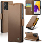 For Samsung Galaxy A73 5G Leather Case RFID Blocking 3 Card Slot Mobile Cover - Black - Galaxy A72 4G / 5G Black