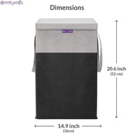 PrettyKrafts Folding Laundry Basket for ClothesToy Storage Box with Lid & Handle, Toys Organiser, 75 Litre, Black
