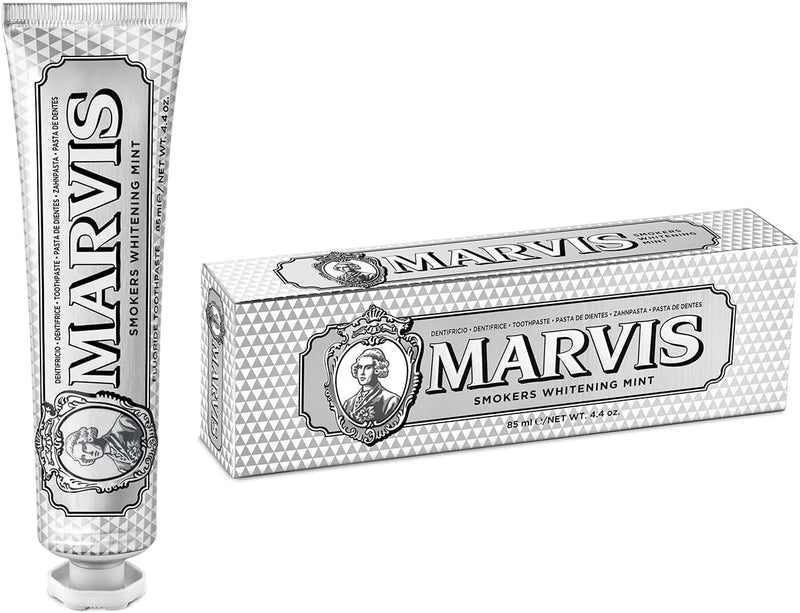 Marvis Smokers Whitening Toothpaste, Mint, 85ml, Promotes the Natural Whitening of the Teeth, Plaque Removal Toothpaste, Long-Lasting Freshness