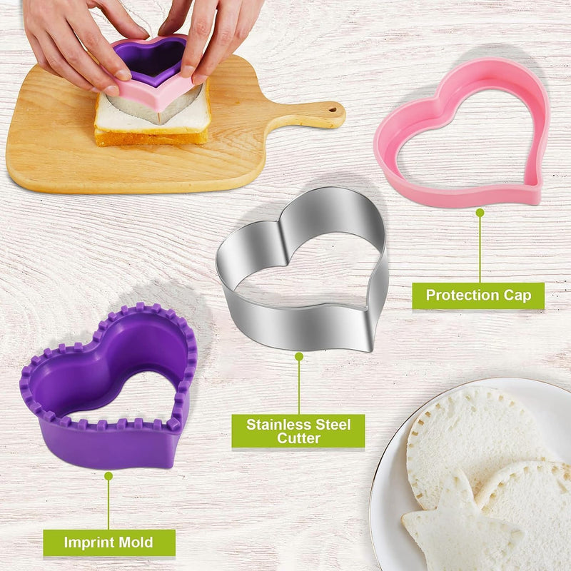 21PCS Sandwich Cutter maker Set Fruit Cutters Toast bread cutting mold Pancake Maker DIY Cookie Cutters for Kids Bento Lunch Box Heart Star Mousehead Dinosaur Shaped DIY Food Mold for Boys Girls
