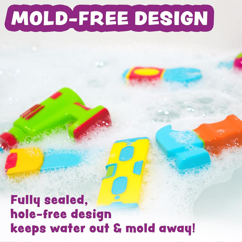 Tub Works® Tools™ Mold Free Bath Toys, 6 Pack | Sealed, No Hole Bath Toys Design Keeps Moisture Out | Soft, Squeezable & Float on Water | Easy-Grip Baby & Toddler Bath Toys | Fun Tools Kids Bath Toys
