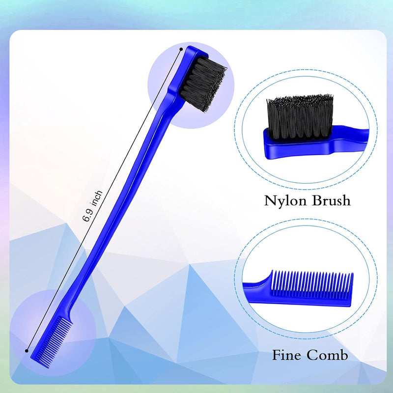 Geiserailie 3 Pcs Slick Back Hair Brush Set Bristle Brush Edge Control Teasing Comb for Women Black Hair(Black)