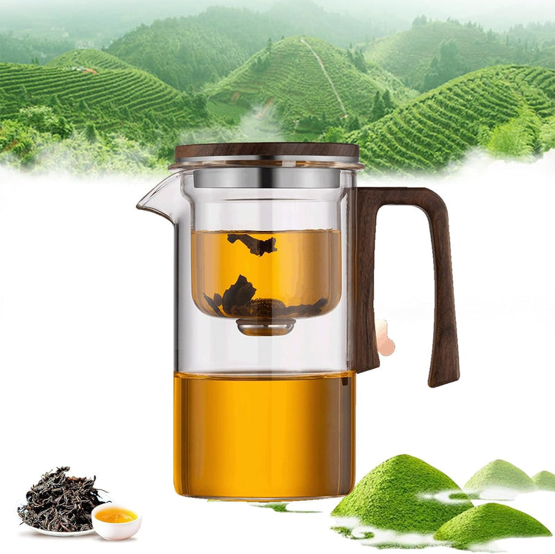 Enchanti Tea Pot, Witchcraft Magic Glass Teapot with Infuser Strainer and Lid for Loose Leaf Tea Herbal, Magnetic Water Separation Tea Maker Kettle Clear Enchantipot (750ml) - 520ml