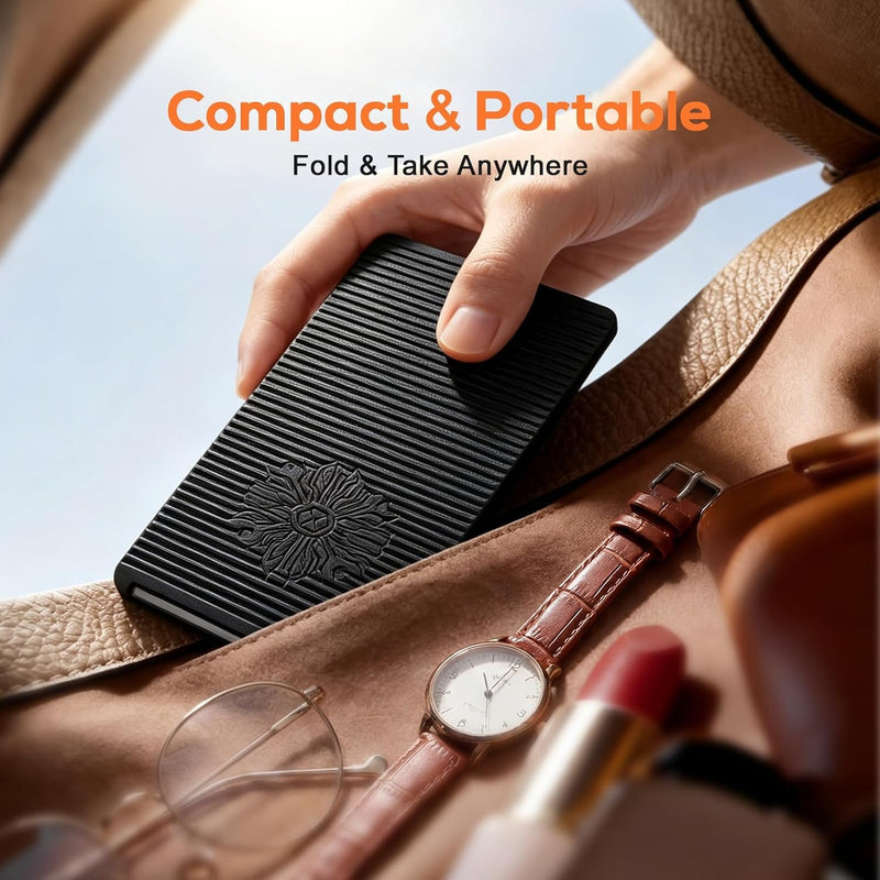 Flexible Phone Holder, Foldable Aluminum Anti-Slip Stand for Travel Airplane Desk Treadmill, Universal Silicone Mount Compatible with Phone Tablet Laptop, Black