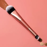 REAL TECHNIQUES Seamless Complexion Makeup Brush, Four Foundation, Primer, And Moisturizer, Makeup & Skincare Face Brush, Streakfree And Natural Finish, Orange, 1 Count