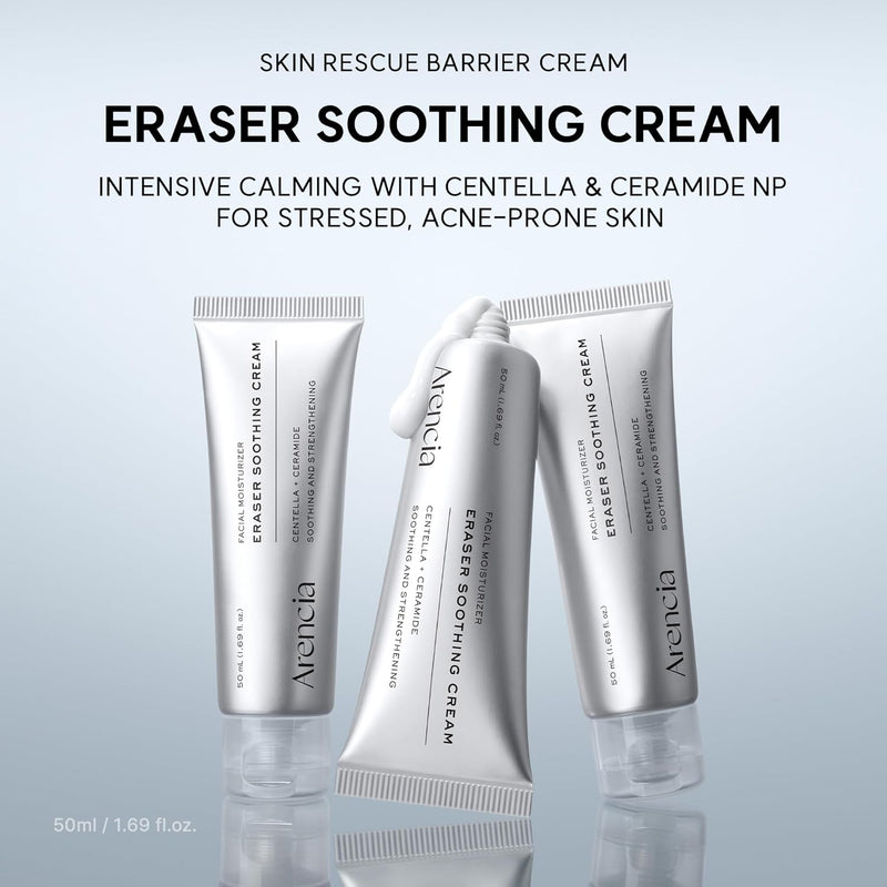 Eraser Soothing Cream, Facial Moisturizer with Centella & Ceramide, Hydrating Face Cream for Sensitive Skin, Lightweight Barrier Support, 50ml / 1.69 fl oz