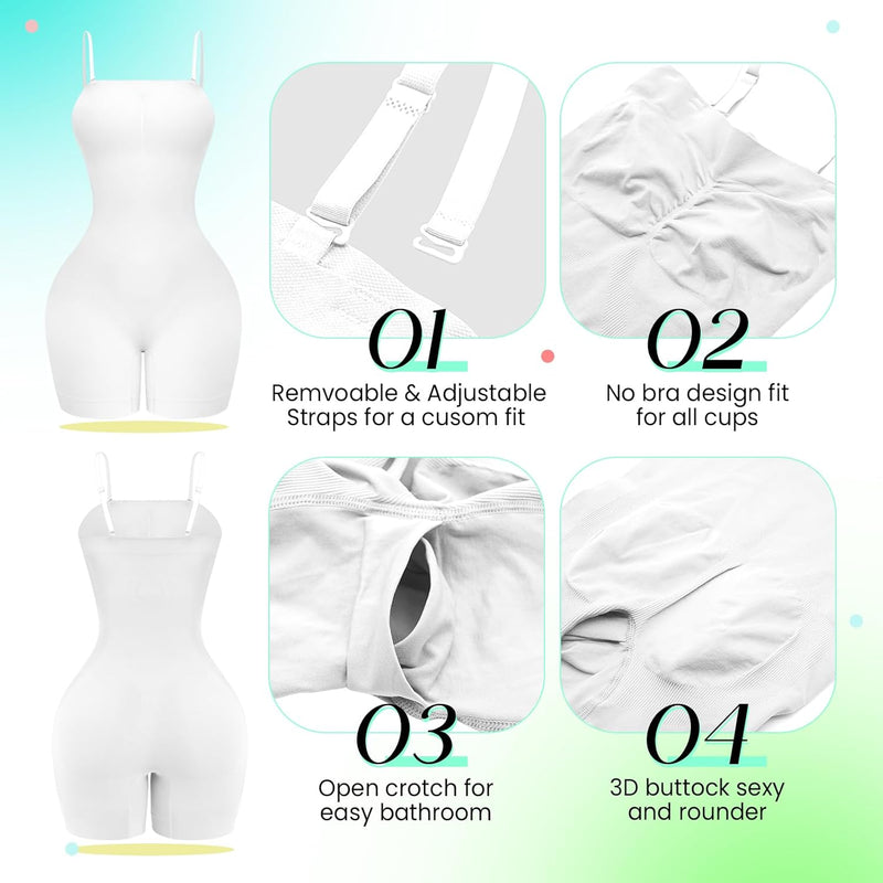 Strapless Shapewear Bodysuit Tummy Control Full Body Shapewear Seamless Butt Lifter Mid Thigh Jumpsuit Tops