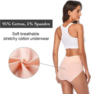 Women's Underwear, High Waist Cotton Breathable Full Coverage Panties Brief Multipack Regular and Plus Size