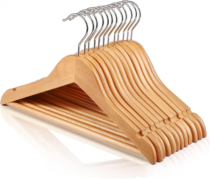 HOUSE DAY Wooden Baby Hangers for Closet 20 Pack, Kids Wooden Hangers Baby Clothes Hangers, 360° Swivel Hook Heavy Duty Toddler Hangers Baby Coat Hangers for Suits, Pants and Jackets, Natural