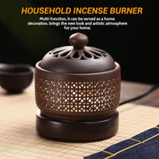 Ceramic Electric Incense Burner, Electronic Aroma Diffuser with Timing Temperature Adjustment and Cover, Resin Frankincense Burner, Used for Indoor Air Purification/Home Decoration/Meditation