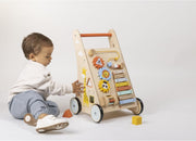 EUREKA KIDS Safari Wooden Baby Activity Walker W/Xylophone Push And Pull Walker Learning Activities Educational Toy For Boys And Girls Toddlers For 12M+