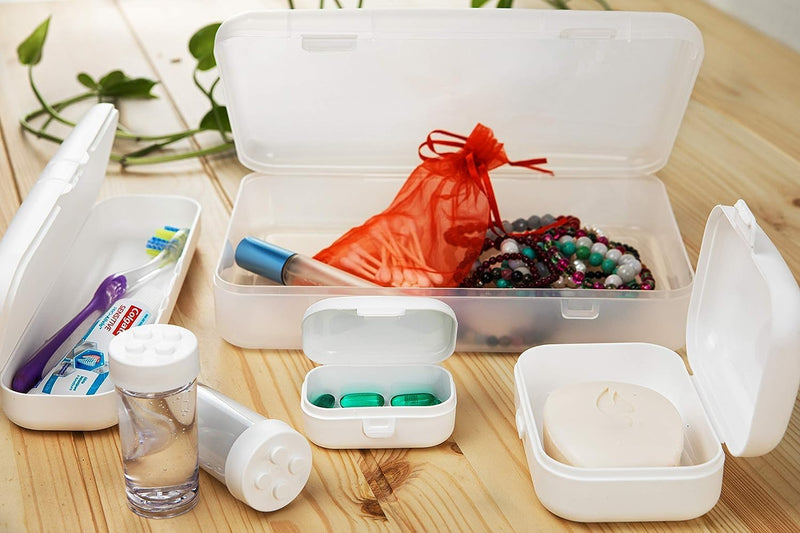4basix Travel Kit Containers, Containers for Toiletries, Cream Jars and Make Up Compartments (Pink)