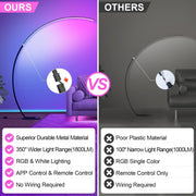 RGB Floor Lamp with 3 Color Temperatures, Ultra Bright 1800LM Smart Arc LED Floor Lamp with Remote Control, Music Sync, Scene Modes, Modern Standing Tall Lamp for Bedroom Living Room Gaming Rooms - C