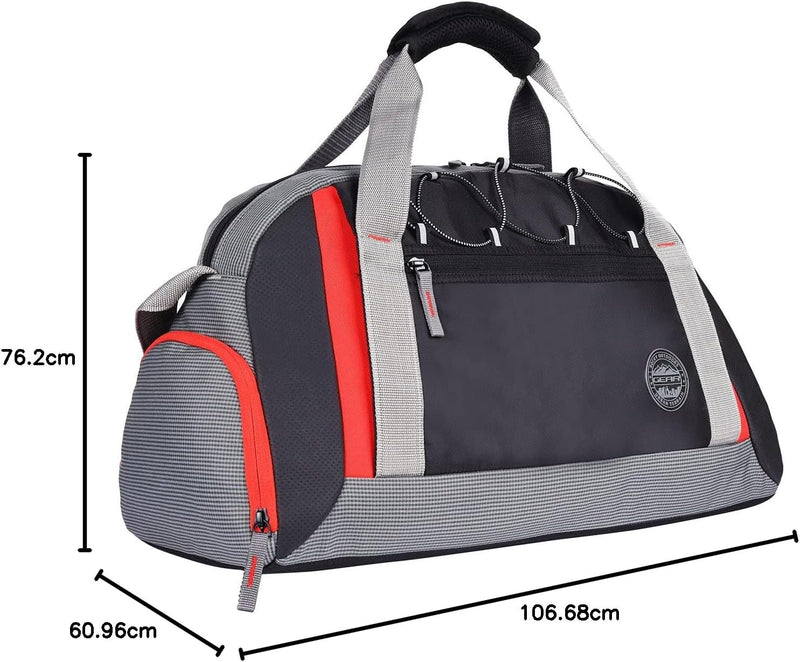 Yoga 30L Medium Water Resistant Travel Duffle Bag/Gym Bag/Sports Duffle for Men/Women(Grey-Black-Orange)