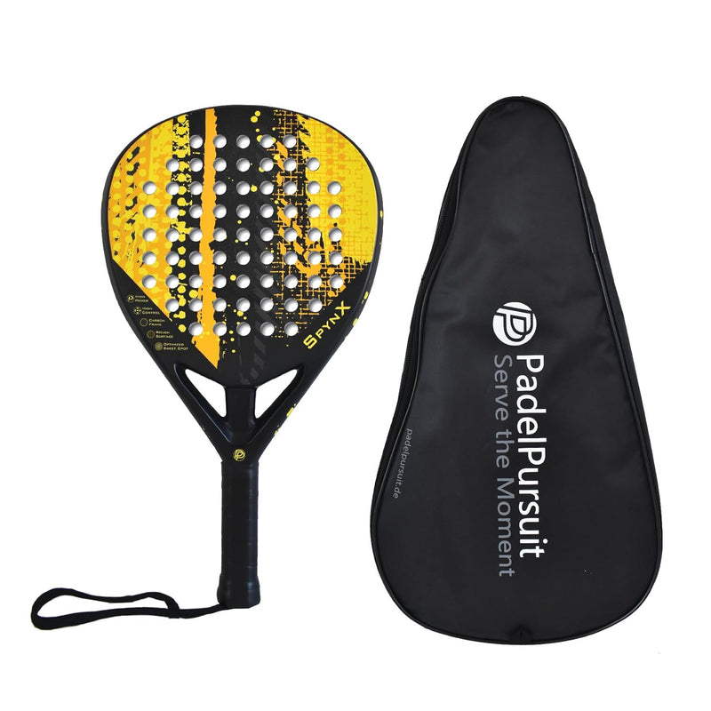 PadelPursuit SpynX Padel Racket 360g Carbon Fibreglass Sandpaper Surface EVA 15 Foam Spin Control Maximum Performance