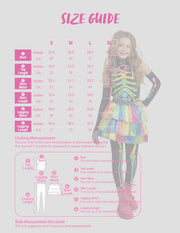 Funky Punky Bones Colorful Skeleton Deluxe Girls Costume Set with Hair Extensions for Halloween Costume Dress Up Parties.