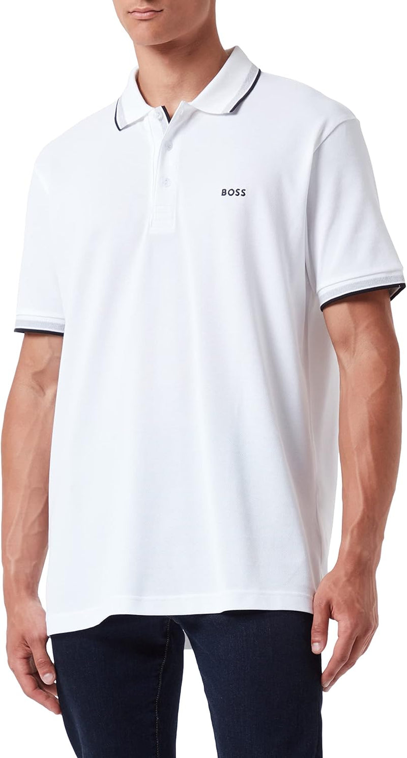 Mens Paddy Organic-Cotton Polo Shirt With Contrast Logo Details - White