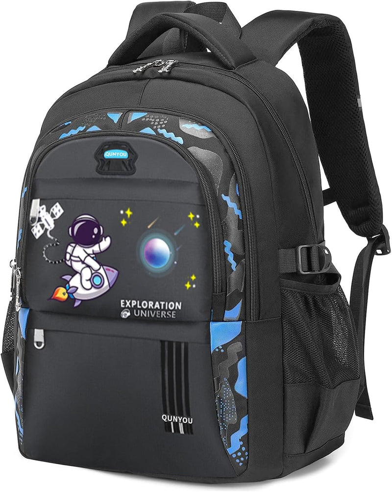 School Bag for Boys, Space Backpack for Boys Kids Elementary School Bags Middle Primary School Book Bag Lightweight School Bag for Students - Black