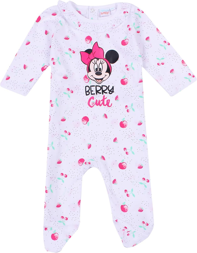 Disney Minnie Mouse Baby Girl Clothes - Toddler Baby Grow Sleepsuits From Ages 6 Months to 24 Months.