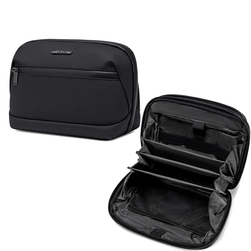ah arctic hunter Small Cable Organizer Accessories Bag for Men Passport Holder Zipper Coin Pocket Wrist Strap Money Hand Purse for for Travel Storage Toiletry Kits Bag, Black