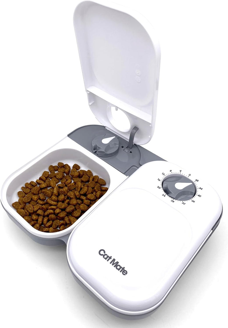 Cat Mate C100 Single Meal Automatic Pet Feeder for Cats and Small Dogs (no ice pack) - 2 Bowl Feeder