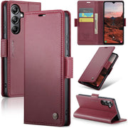 For Samsung Galaxy A73 5G Leather Case RFID Blocking 3 Card Slot Mobile Cover - Black - Galaxy A05s 4G Black