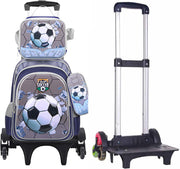 3PCS Kids Backpack for Boys Girls, 16 Inch Water Resistant Bookbag & Lunch Box & Pencil Case for Preschool Kindergarten Primary Junior Elementary School Teen Students (6-12 Age) - B-Football
