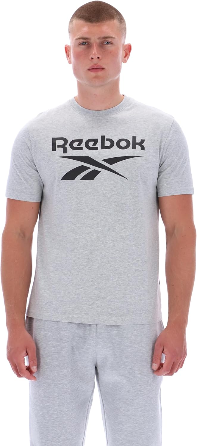 Mens CHAD BIG LOGO CREW NECK SS TEE T-shirt (pack of 1) - LIGHT GREY MARL