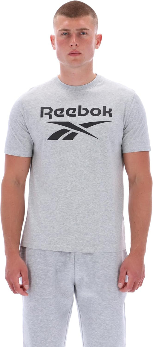 Mens CHAD BIG LOGO CREW NECK SS TEE T-shirt (pack of 1) - LIGHT GREY MARL