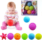 Mumoo Bear Sensory Multi-Ball Set - 6-Piece Textured Toy for Babies 6 Months+, Stimulates Exploration and Motor Skills