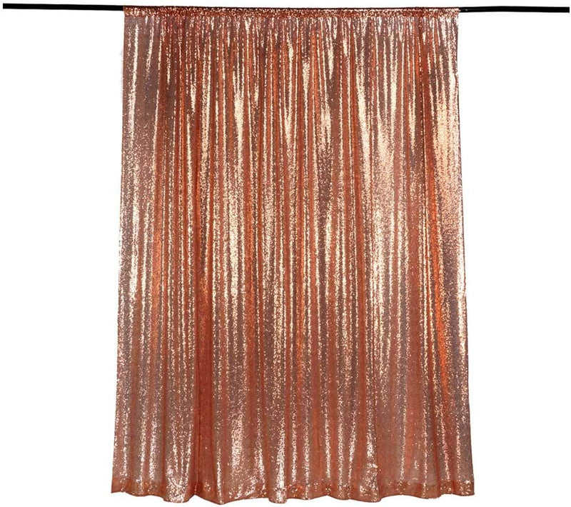 LQIAO 2 Panels Light Gold Sequin Backdrop Glitter Fabric for Wedding Birthday Parties Shimmer Wall-2x8ft