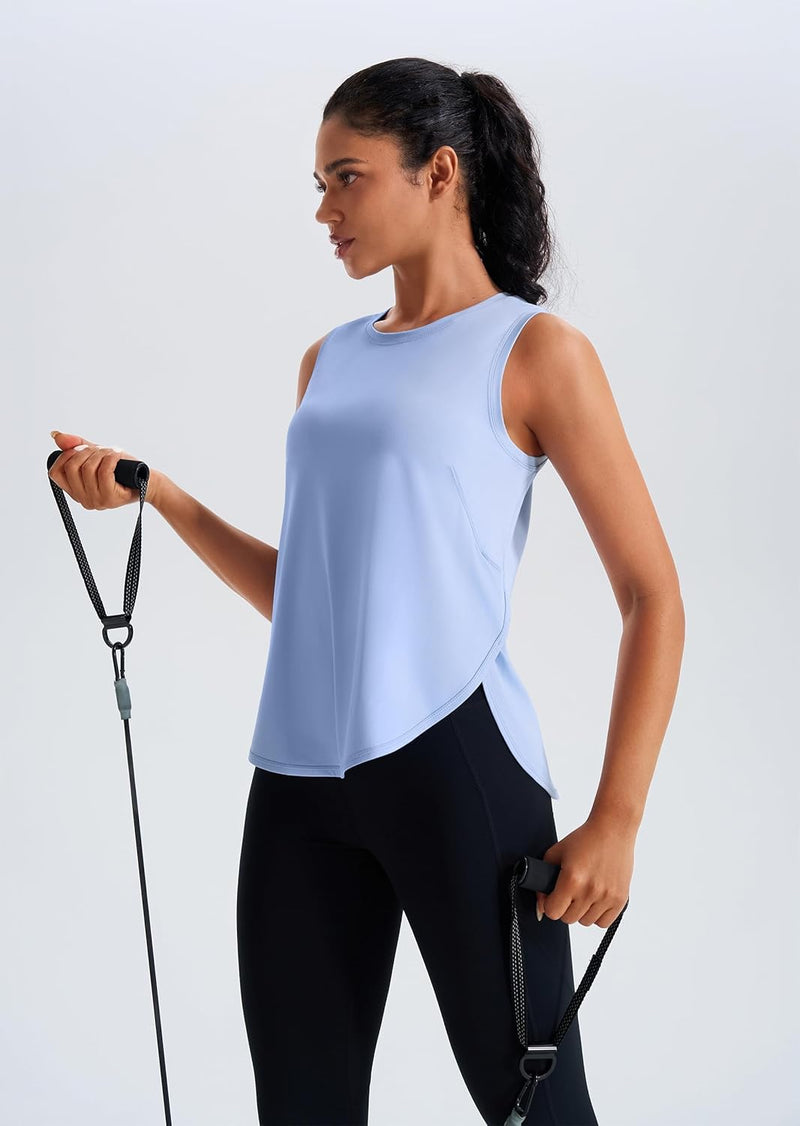 JOYSPELS Ice Silk Workout Tank Tops for Women Cool-Dry Sleeveless Loose Fit Yoga Shirts Athletic