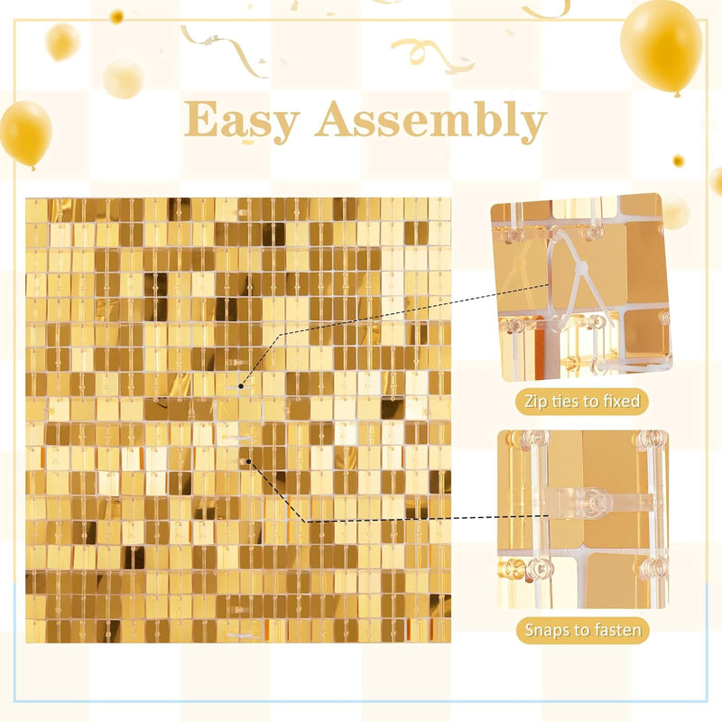 LuoluoHouse Shimmer Wall Panel Sequin Backdrop Panels 12 Packs-Iridescent Silver Backdrop for Graduation Anniversary Backdrop Wall Backdrops Engagement Decoration