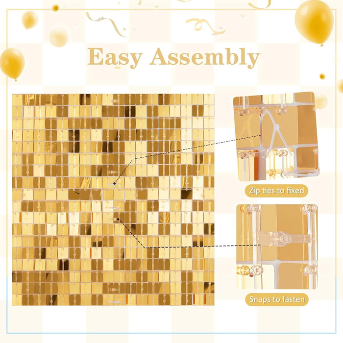 LuoluoHouse Shimmer Wall Panel Sequin Backdrop Panels 12 Packs-Iridescent Silver Backdrop for Graduation Anniversary Backdrop Wall Backdrops Engagement Decoration