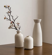 SKY-TOUCH Home Decor Ceramic Vase Set of 3 : Pampas Grass Dried Flowers Vase Modern Boho Vases Decoration Items for Living Room Home Kitchen Dinner Table Shelf Office Desk Decor (Beige) - vase set