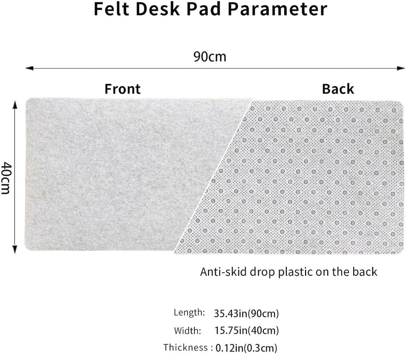 DAWNTREES Felt Desk Pad,Large Keyboard Mat,Office Wool Desk Mat,Keyboard Pad, Extra Large Felt Mouse Pad, Suitable for Computers,Keyboard, Laptops, Offices and Homes. (Light Gray) - Light Gray