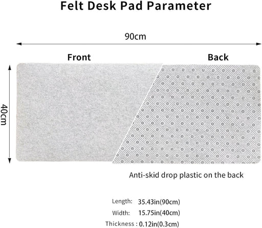 DAWNTREES Felt Desk Pad,Large Keyboard Mat,Office Wool Desk Mat,Keyboard Pad, Extra Large Felt Mouse Pad, Suitable for Computers,Keyboard, Laptops, Offices and Homes. (Light Gray) - Light Gray