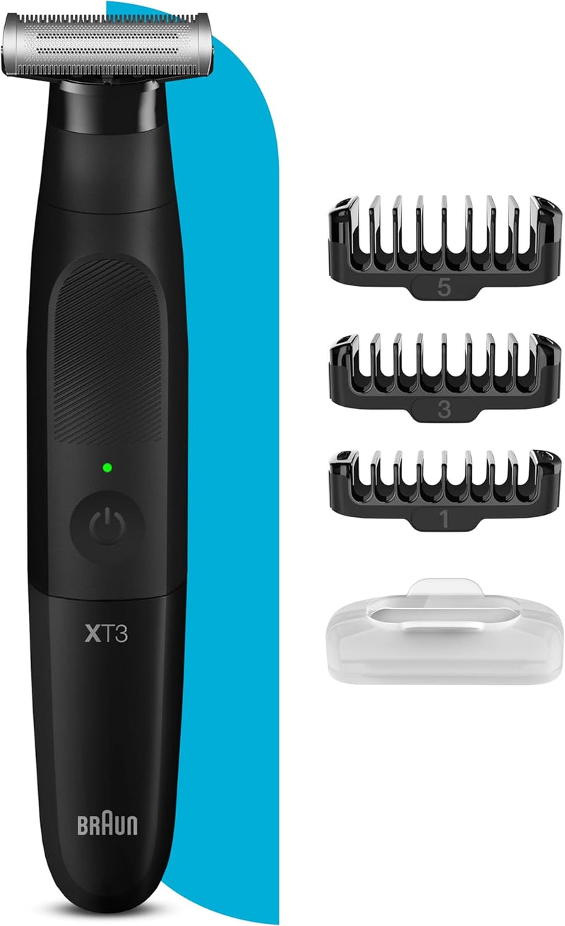 Braun Series X All-in-One Showerproof Beard Trimmer, Shaver, and Body Groomer for Men, with 5 combs for Face & Body, Gifts for Men, XT5100, black/silver - XT3100