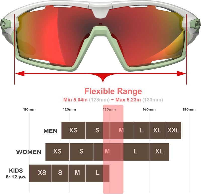 RT100 RIDE YOUR WAY Professional wrap around Frameless Cycling Sunglasses for Men and Women