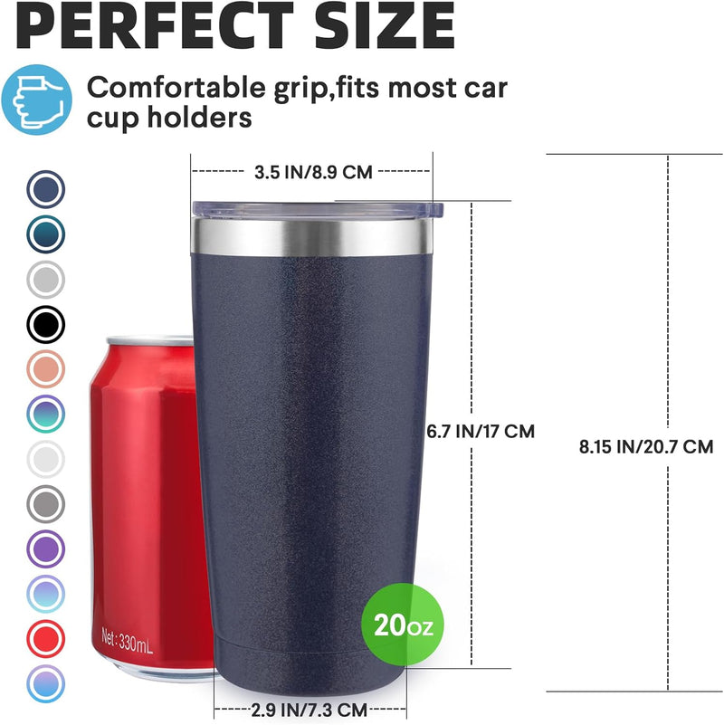 Volhoply 20oz Stainless Steel Tumbler with Lid and Straw,Double Wall Insulated Travel Iced Coffee Mug Fits Car Cup holder,Powder Coated Cups for Hot and Cold Drinks,Gifts for Women Men（White,1 Set）