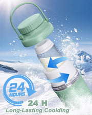 22oz Portable Breast Milk Cooler for Outdoor, Life Saver with 360 Total Cooling Gel Ice Pack for 24 Hours, Baby Travel Breastfeeding Essential Chiller with 2pcs Bottles for Breastmilk Storage, Green
