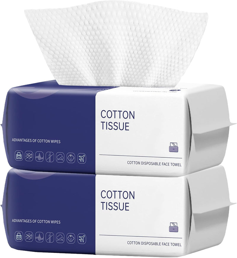 Face Clean Towels, Ultra Thick Disposable face towels, 80 Count Facial Wash Cloth for Sensitive Skin, Facial Tissue for Skincare and Makeup Remover (2 Pack)