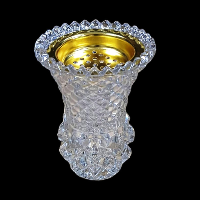 Crystal Glass Bakhoor Burner Oud burner Incense Bakhoor Charcoal Burner مبخرة عود,مبخرة بخور Frankincense Burner Madkhan Mabkhara Bakhoor Gold Incense Burner (Clear)