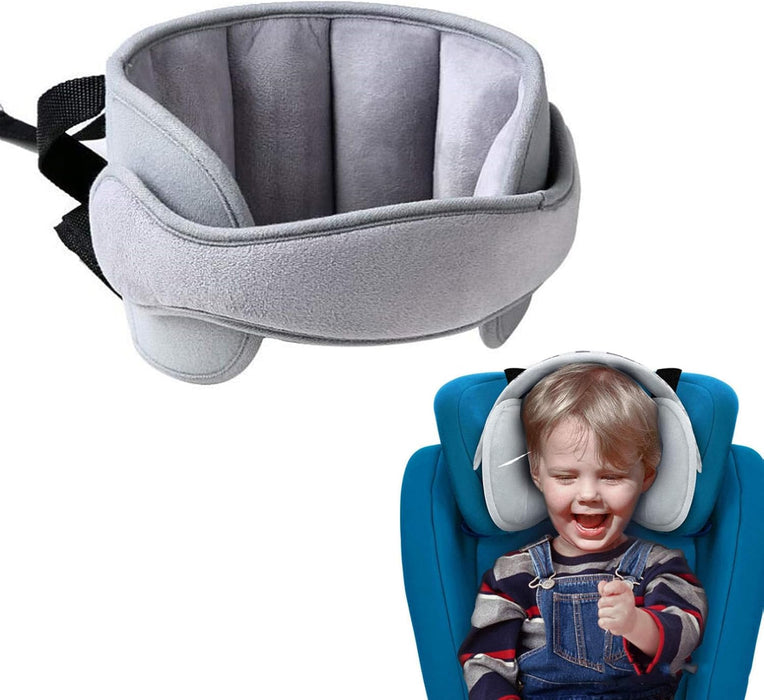 Azonee Child Car Head Support, Sleep Aid Belt, Adjustable Headrest for Child Safety Seat, Adjustable Cotton Car Seat Headrest for Baby Kids Toddler, Head Protector Strap and Neck Support Band (grey)