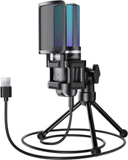 TONOR USB Gaming Microphone, RGB Streaming Microfono Set, PC Podcast Recording Computer Mic for PS4/5, Discord, Twitch, Cardioid Condenser Mic with Adjustable Boom Arm Stand TC30S+, Black - TC777 Pro