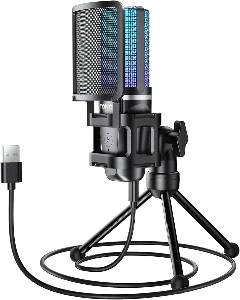 TONOR USB Gaming Microphone, RGB Streaming Microfono Set, PC Podcast Recording Computer Mic for PS4/5, Discord, Twitch, Cardioid Condenser Mic with Adjustable Boom Arm Stand TC30S+, Black - TC777 Pro