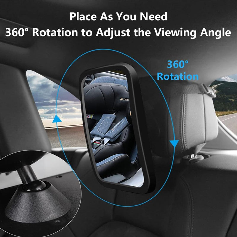 Enliansgo Baby Car Mirror, Seat Safely Monitor Infant Child in Rear Facing Seat, Large Shatterproof Baby Car Mirror,Baby Car Mirror for Back Seat Rear View Baby Mirror For Car,Child Safety Car Seat Ac