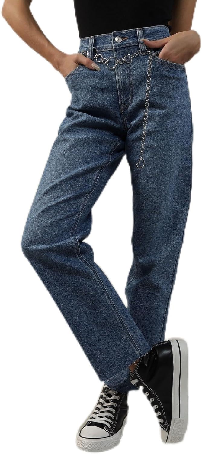 Super High-Waisted Ankle Straight Jean for Women, Size - Medium Wash