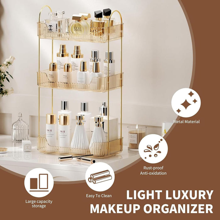 U-HOOME Bathroom Counter Organizer, Countertop Organizer and Storage,Bathroom Shelf Organizer,Cosmetics Skincare Shelf Organizer,Makeup Organizer Perfume for Dresser Vanity Tray, Spice Rack (Clean3)